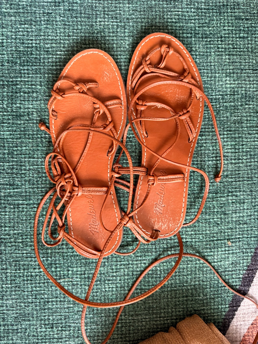 Madewell Women's Rust Leather Lace-Up Sandals